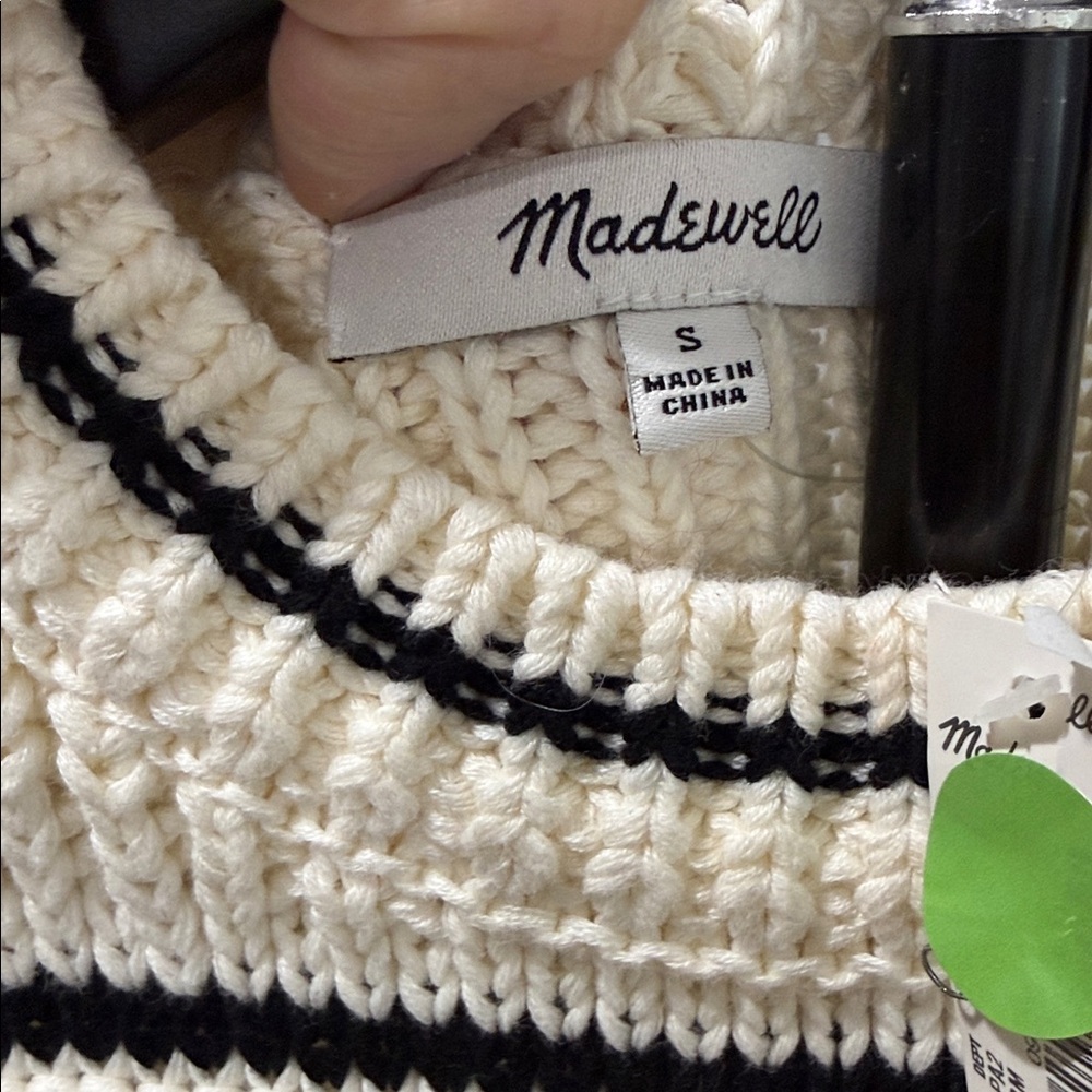 NWT Madewell Striped Sweater Vest in 100% Cotton in Size Small - Picture 9 of 9